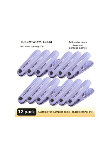 Yuntech01 Ev İçin 12'li Lüx Plastik Çamaşır夹 - Rüzgar Dayanıklı, İz Olmadan Çamaşır, Çorap, Nevresimleri Kurutma Klipsi Mor Diğer