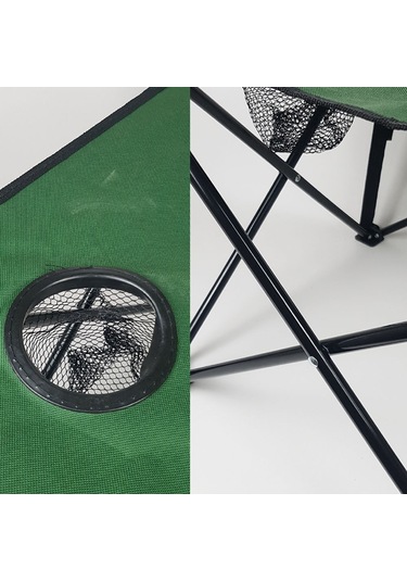 Katlanır Kamp Masası Çantalı Bardak Gözlü Kanvas Kumaş Ha041 Siyah - Yeşil