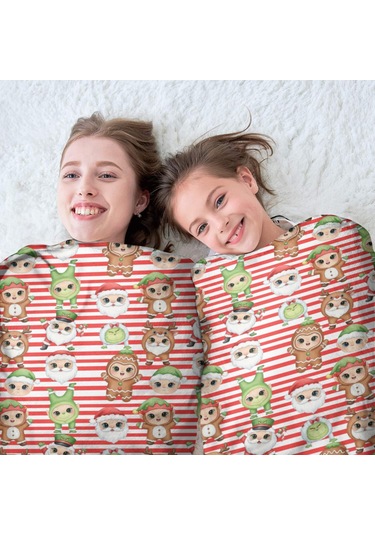 Noel Desenli 47 İnç Yuvarlak Flanel Battaniye, Yetişkin Ve Çocuk İçin, Yumuşak, Rahat Ve Hafif Noel Karakter Çizgili