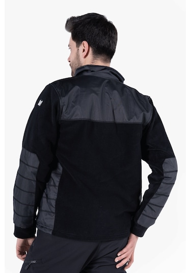 Omuz Ve Dirsek Takviyeli Polar Ceket Siyah