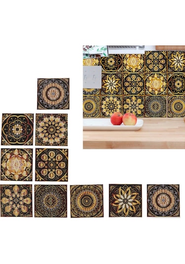Shineyee 10 Adet 15x15cm Manto Stili Mutfak Banyo Duvar Stickerı - Suya Yağa Dayanıklı Pvc Duvar Dekoru Yenileme Rastgele Model Diğer