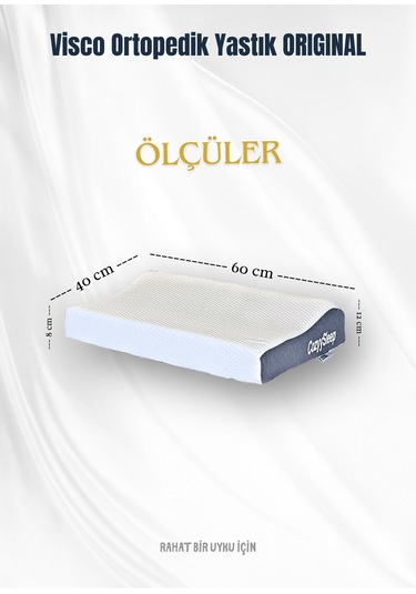 Visco Ortopedik Yastık Destekli Çift Yükseklik Yastık Taşıma Çantalı Beyaz Mavi