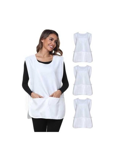 Fastbuy Unisex 3'lü Ayakkabıcı Önlüğü Yelek - Beyaz, Normal, 3 Cepli Paket Diğer