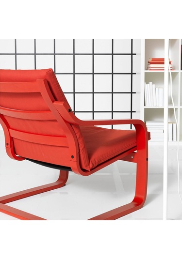 Sallanan Koltuk, Kırmızı-vissle Kırmızı, Alçak Arkalıklı 2Açık Ceviz