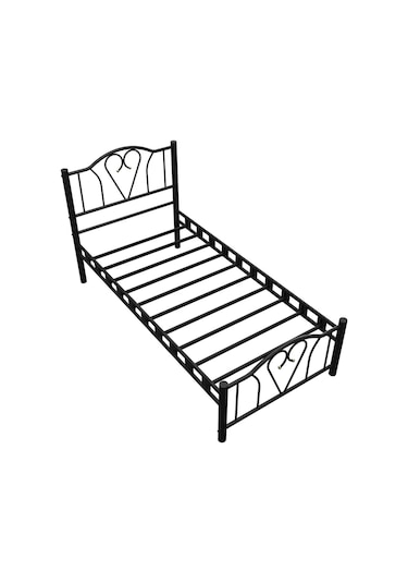 Argimo Orkide Tek Kişilik Ferforje Siyah Metal Karyola 90x190