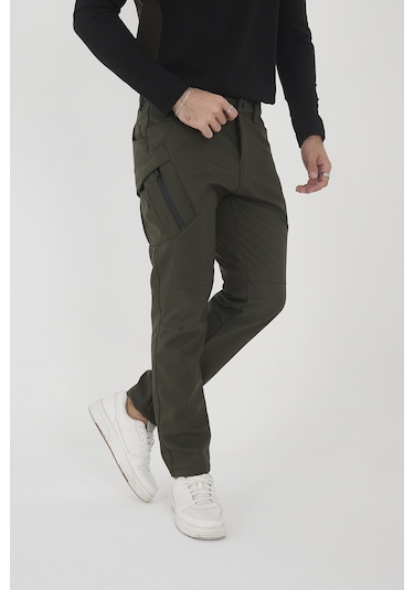 Camp Scoutland Camp594 Outdoor Softshell Su Ve Rüzgara Dayanıklı içi Polarlı Kışlık Erkek Haki Taktik Pantolon Haki