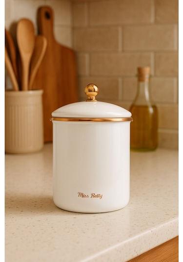 Vntgkvn-005 Miss Betty Vintage Style 15 Cm Emaye Kavanoz 001