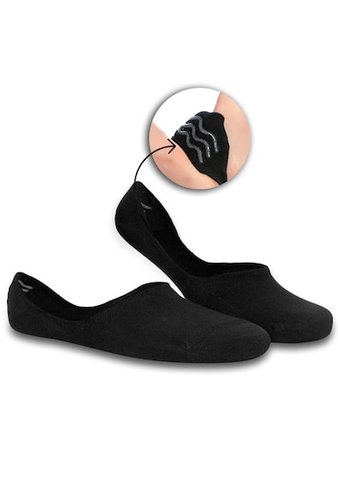 Premium 9'lu Dikişsiz Burun Kaydırmaz Silikonlu Bambu Babet Çorap Siyah