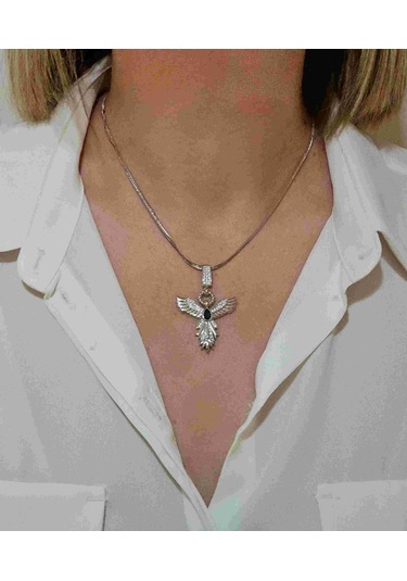 Çağla Şikel Ema Model Anka Kuşu Çelik Kolye Gümüş