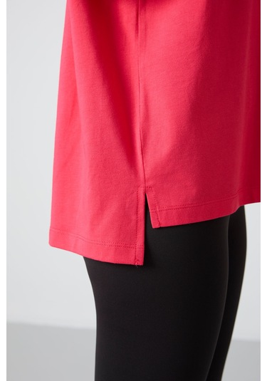 Tommy Life Rose Penye Modal Yumuşak Tuşeli Oversize Fit Basic Kadın T-shirt- 97285 Rose