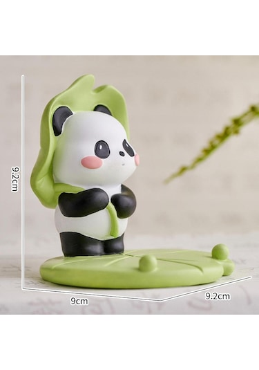 Homyl Panda Telefon Standı Dekoratif Hayvan Heykeli Odası Dekor 9,2cmx9,2cmx9cm