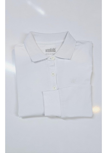 Unisex Çocuk Polo Yaka Uzun Kollu Tişört Sweatshirt Bej