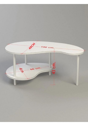 Yüksek Kalite Orta Sehpa 2 Raflı Ahşap Ayaklı Fasulye Gazetelikli Dekoratif Lüks Sehpa Safir Meşe