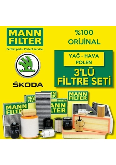Skoda Fabia 1.4 Mann-Filter Filtre Bakım Seti 2000-2008 (495301643)