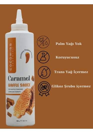 Cocowiss Chocolate Karamel Aromalı Waffle Çikolata Sos 300 G