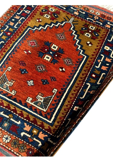 El Dokuma Antika 97x120 Dazkırı Halısı Koleksiyonluk Kök Boya Kiremit