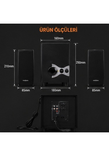 Mikado Md-222 2.1ch Active Multimedia Subwoofer Ses Sistemi Güçlü Bass