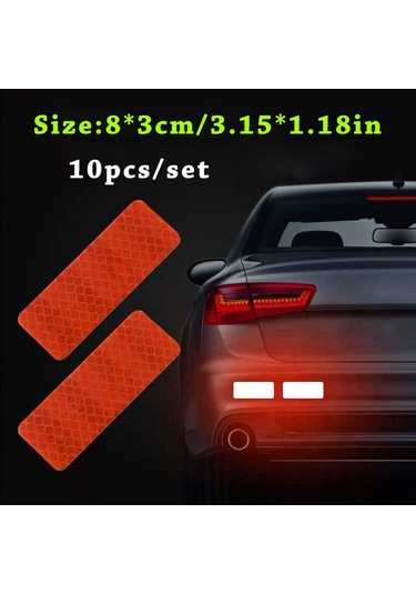 Turuncu 10 Adet Araba Tampon Yansıtıcı Güvenlik Şeridi Çıkartmaları - Gece Sürüş Güvenliğinizi Ve Stilinizi Geliştirin A-6