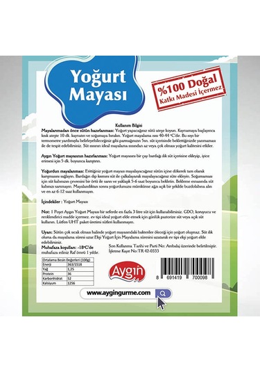 Aygın Yoğurt Mayası 6'lı 60 G