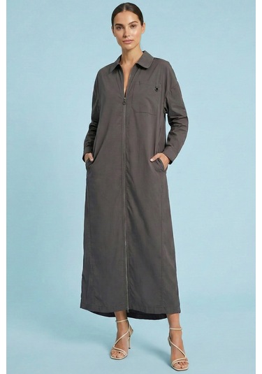 Guitar Oversize Antrasit Poplin Elbise Antrasit