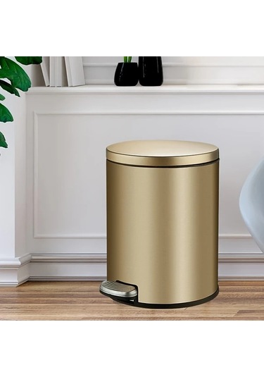 Hightower Ldq Paslanmaz Çelik 9.5l Altın Çöp Kovası, Pedallı, Sessiz Kapak, İç Mekan Kullanımı Altın Rengi