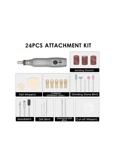 Pazly Çok Amaçlı Mini Döner Alet Seti: 24 Parça Aksesuarlı, Dıy Projeleri İçin Ideal