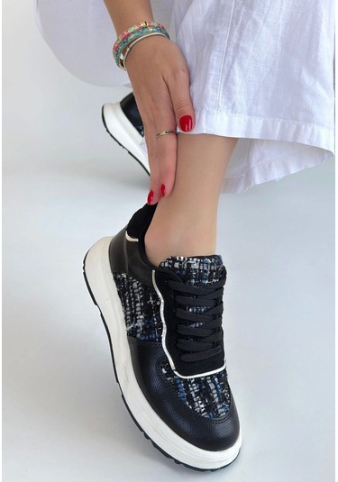 Hawer Siyah Cilt Bağcıklı Spor Ayakkabı Siyah