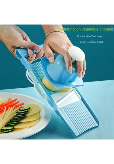 Patates Parçalama Makinesi Dilimleme Kıyıcı Sebze Doğrama Ev Mutfak Çok Fonksiyonlu Turp Kazıyıcı Kaba Planya Mavi