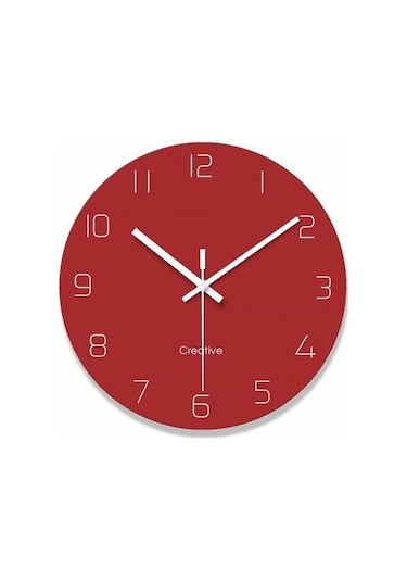 Primepickings Sessiz Kuvars Dekoratif Duvar Saati Geçmeyen Yuvarlak Pille Çalışan Cam Saat Oturma Odası Mutf A