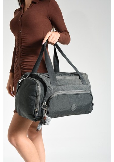 Unisex Kabin Boy Çapraz Askılı Omuz Çantası Seyehat Spor Çantası Hafif Klinkır Kumaş 40 25 Cm Gri