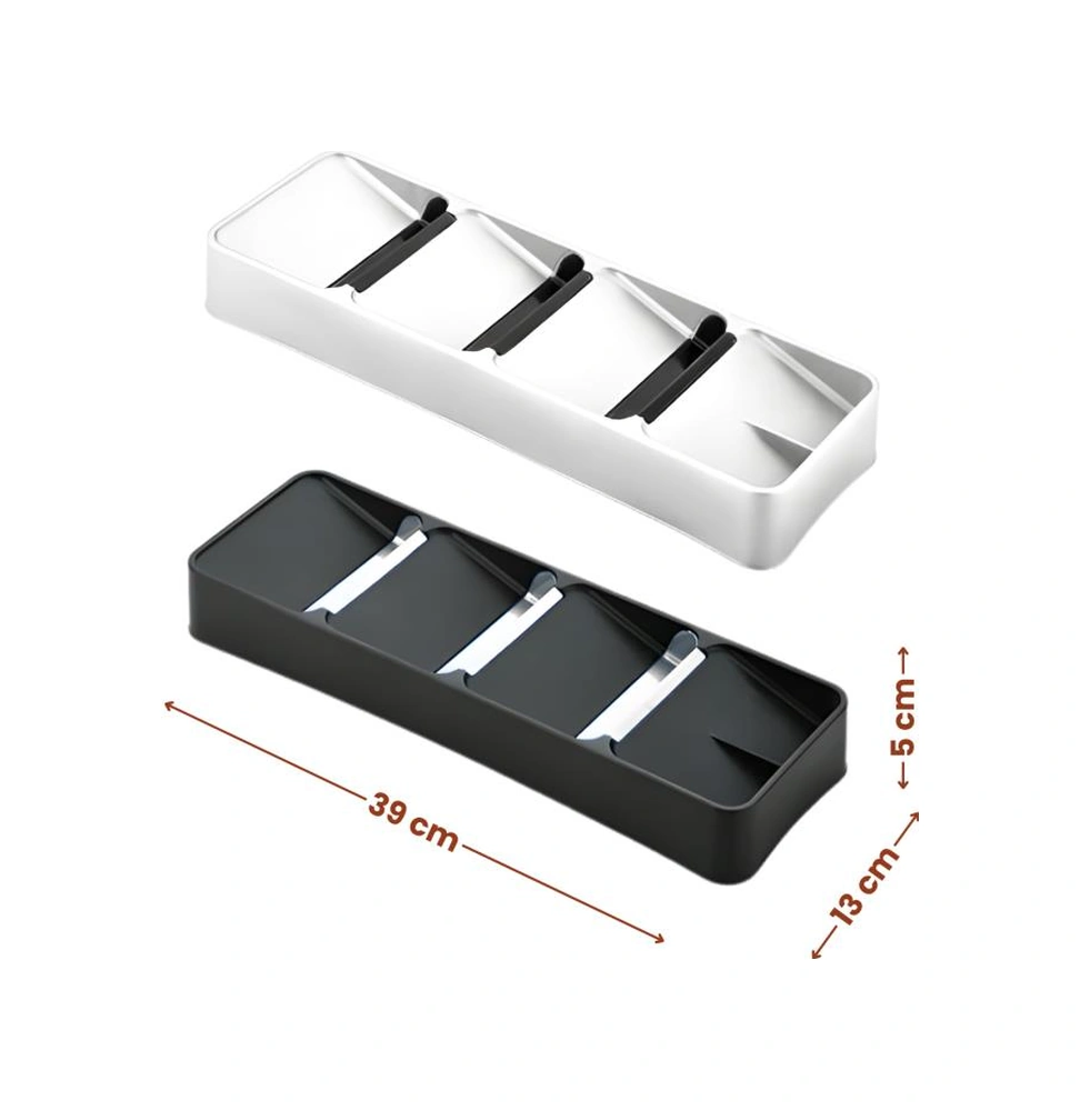 2 Adet 4 Bölmeli Kaşıklık, Çatal Kaşık Bıçak Kepçe Sofra Gereçleri Çekmece İçi Düzenleyici 2 Li Set Beyaz Siyah