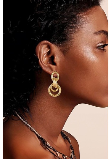 Chavin Gold Bijuteri Retro Tarz Bayan Halka Küpe Ev20sr Gold