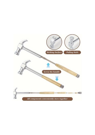 Willowhaven 5'li 1 Arada Mini Çekiç Tornavida Ceviz Kıracağı Ev Dıy Kamp Çok Amaçlı Çelik Başlı