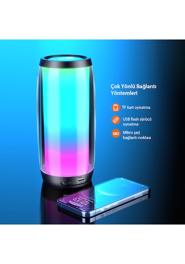 Lecoo RS13 Kablosuz 5W RGB Bluetooth/USB/SD Kart Taşınabilir Hoparlör