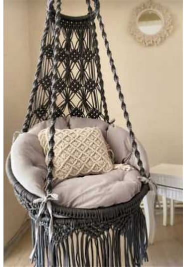 Woodshut Tek Kişilik Makrome Salıncak Mis38004 Naturel