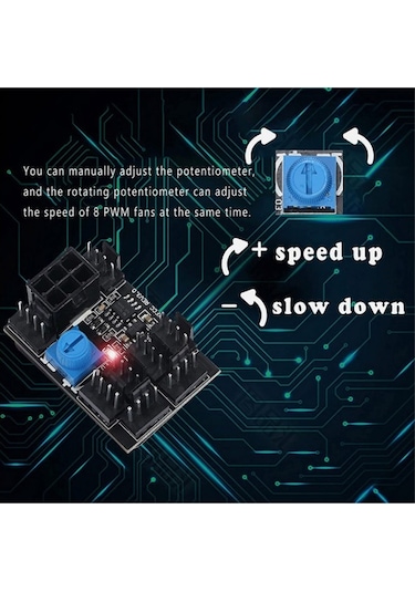 Dc 12v 3pin 4 Pin 8 Kanallı Pc Fan Hız Kontrolü Modülü