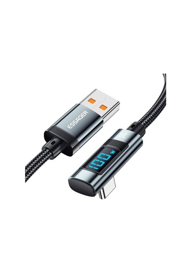 Pazly Esger 2m Dirsek 7a 100w Usb-a Tip-c Şarj Kablosu, Ergonomik, Dijital Ekran, Hızlı Şarj