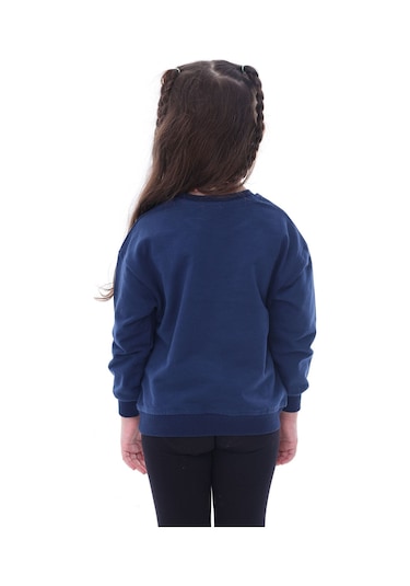 Zuzunga Basic Düz Renk Lacivert Fırçalı Yumuşak %100 Pamuk Sweatshirt Lacivert