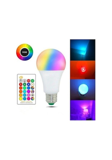 Kumandalı, 20 Farklı Işık Renkli, Çakar Mod Özellikli Akıllı Led Ampul, Çok Kaliteli Rgb E-27 Ampul