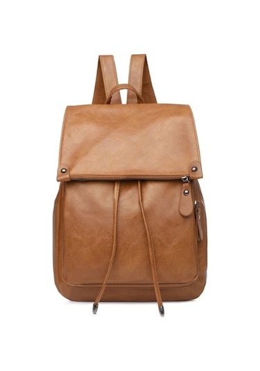 İpli Kadın Büyük Kapasiteli Sırt Çantası - Kahverengi Diğer