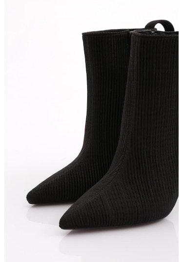 Dgn 8017 Kadin Arkasi Lastikli Topuklu Bot 8017-2446-R14001 Siyah