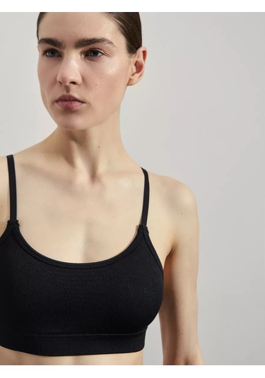 Zarına Fitness İçin Askılı Çizgili Spor Üst 232324093 Siyah