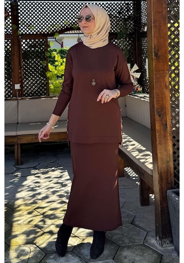 Sezen Triko Takım Kahve Çok Renkli