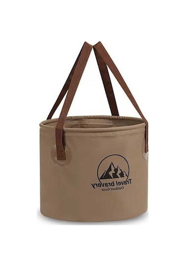 Pazly Taşınabilir Piknik Litre Kovası Katlanır Kapasiteli Kamp Kahverengi Hava Depolama Çok Büyük Amaçlı Açık 10 Py Kahverengi
