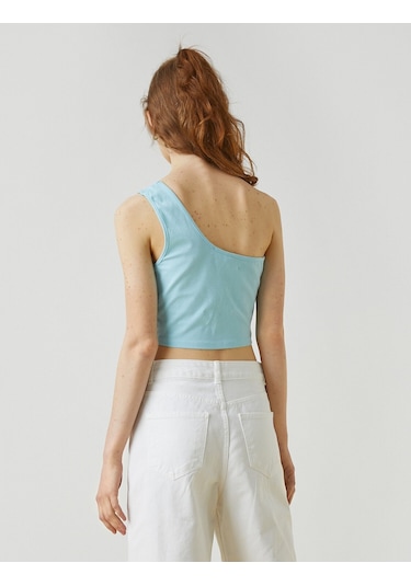 Koton Crop Atlet Tek Omuzlu Açık İndigo 2yal38034ok Açık İndigo