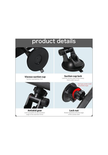 Novahub Siyah Abs Vantuz Dikiz Aynası - Geniş Açı - Suv Ve Otomobillere Uygun