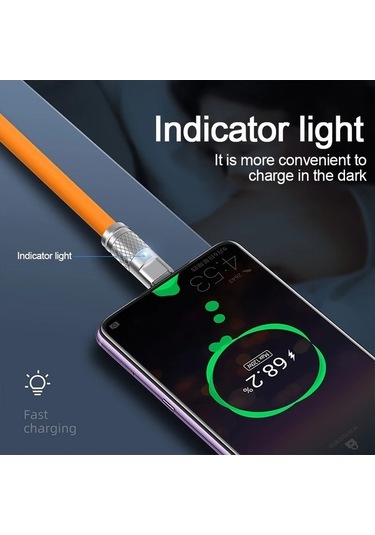 Prestigegoods 120w 6a Şarj Sıvı Silikon Usb Kablosu Tip-c, İos Aydınlatma, İphone Xiaomi Huawei Samsung Uyumlu