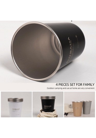 Nobana 4Pcs Kamp Bardağı Bardak Bpa Içermeyen Fda Sertifikalı 304 Paslanmaz Çelik Saklama Çantası Ile Içme Bardağı - Wilderness Style