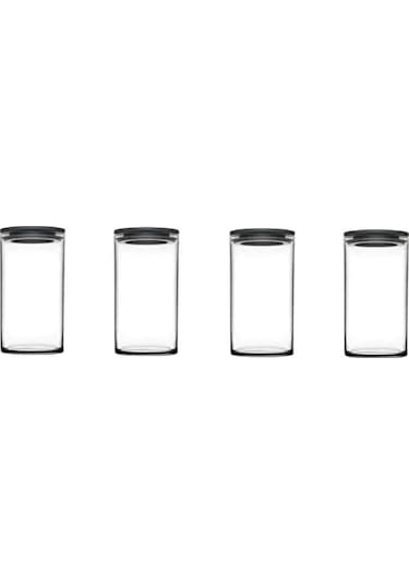 43736 Vakumlu Cam Kavanoz - Cam Erzak Saklama Kabı 4 Lü Gri Beyaz