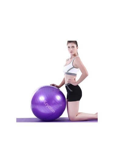 Leyaton Pilates Topu Kalın Büyük Boy Pilates Topu Mor Renk + Pompa 55 CM